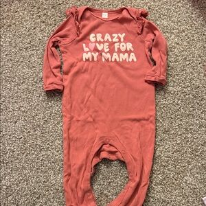 okie dokie Coral Long-Sleeve One-Piece with "Crazy Love For My Mama" Graphic